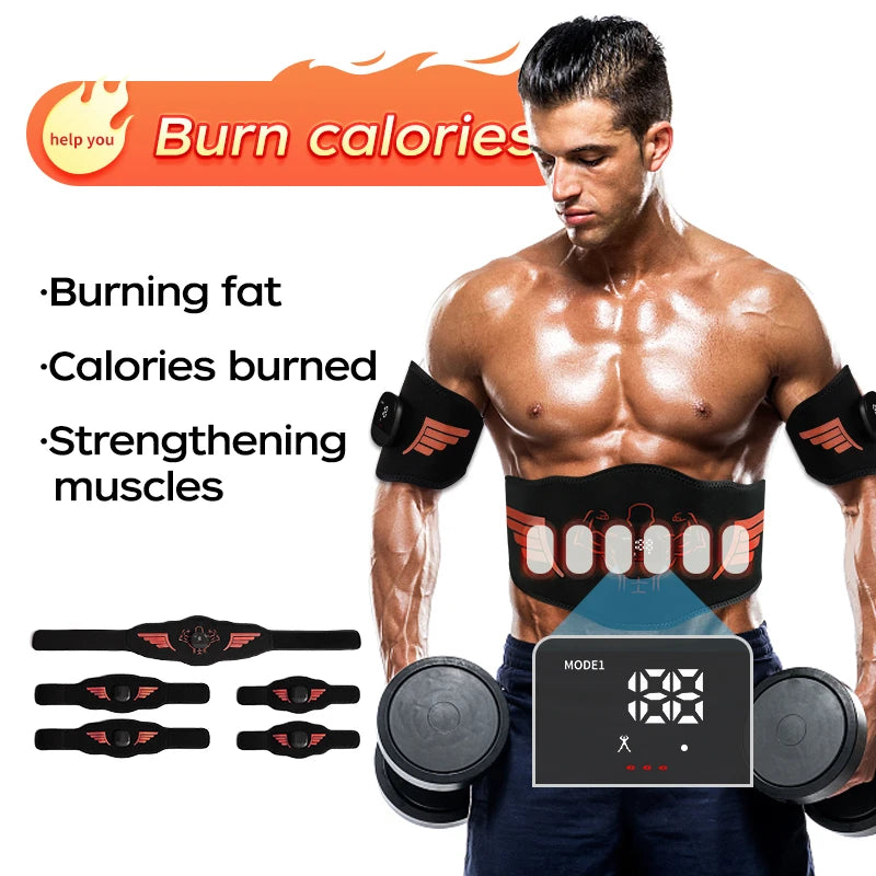 EMS Muscle Stimulator Abdominal Trainer Abs Toner Arm Belly Leg Exercise Workout Lose Weight Fat Burn Home Gym Fitness